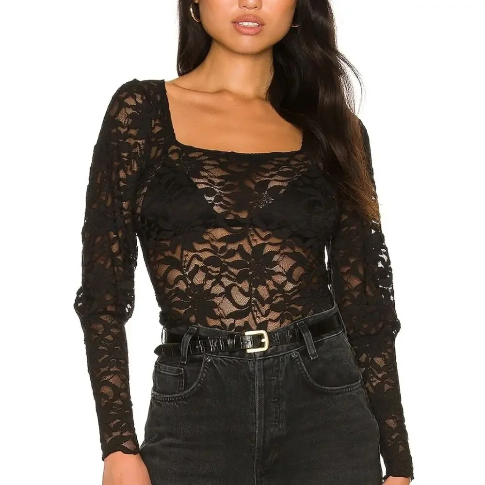 Free People x Revolve Long Distance Layering Top Black